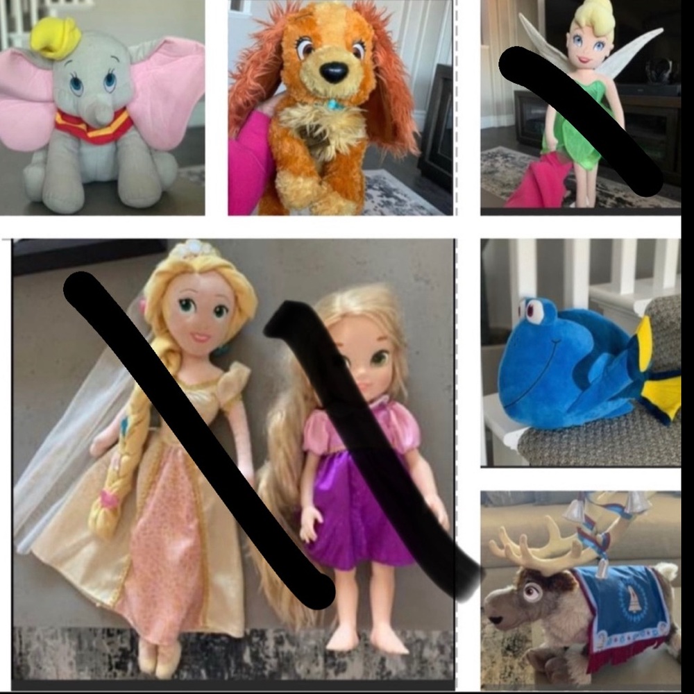 4 Disney character Plushes